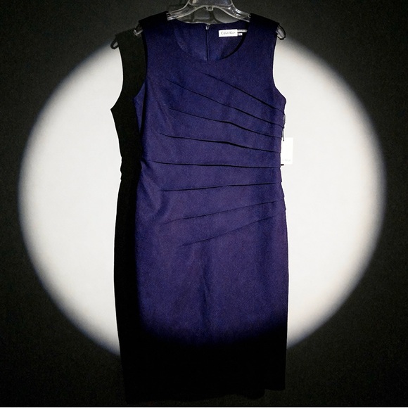 NWT Calvin Klein Sleeveless Indigo Sunburst Dress - Picture 3 of 7